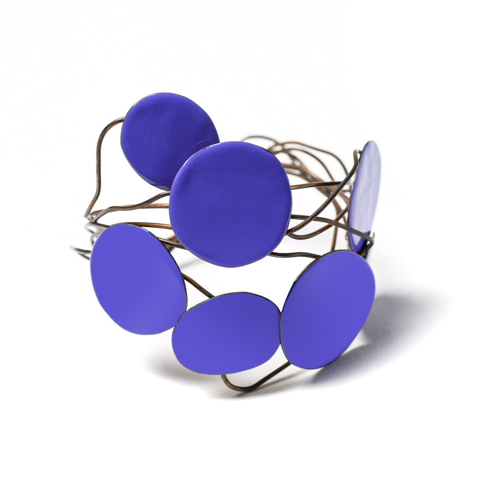 "BRACCIALE_TAORMINA_NIDO_7_PIASTRE_RAME_SMALTATO_LAVANDA"