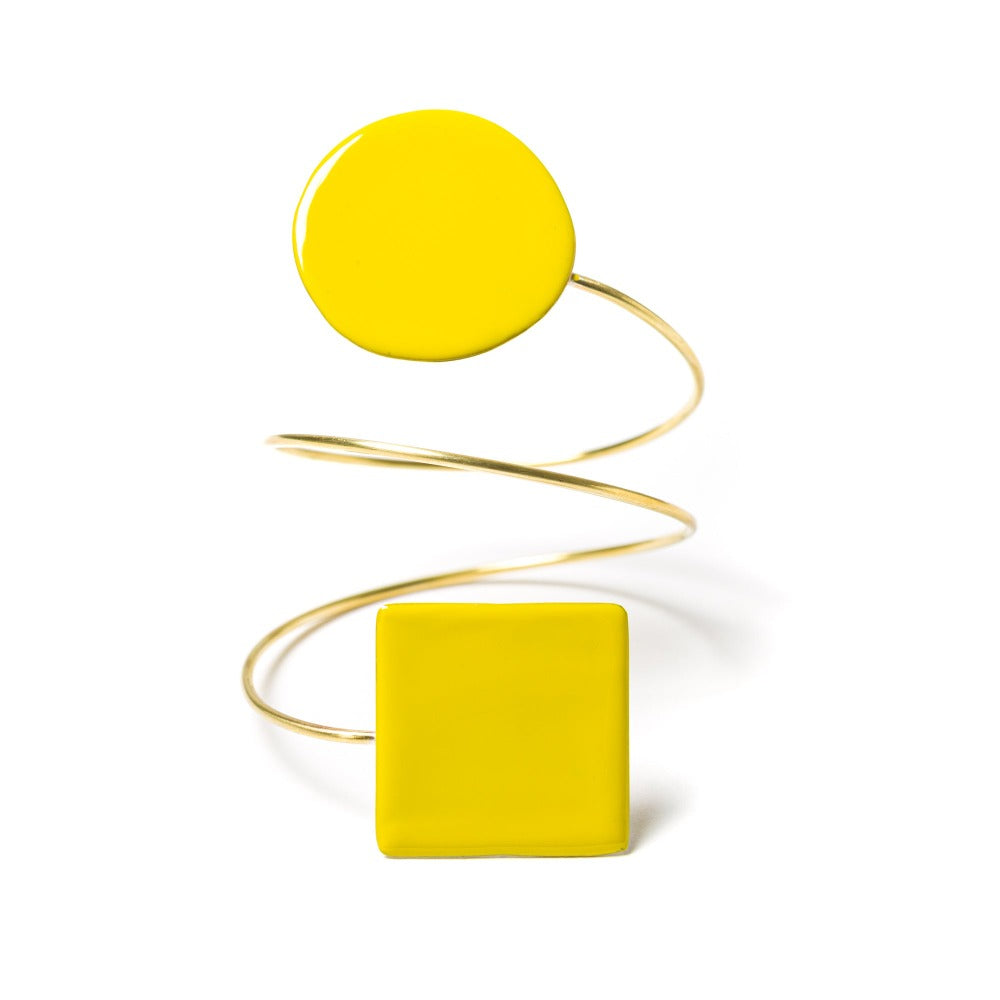 "BRACCIALE_TAORMINA_GEOMETRICO_OTTONE_SMALTATO_SENAPE"