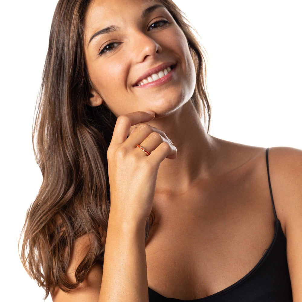 "TERRE_DI_GINESTRA_ANELLO_STROMBOLI_BRONZO_SMALTATO_ARANCIONE_SCURO_INDOSSATO"