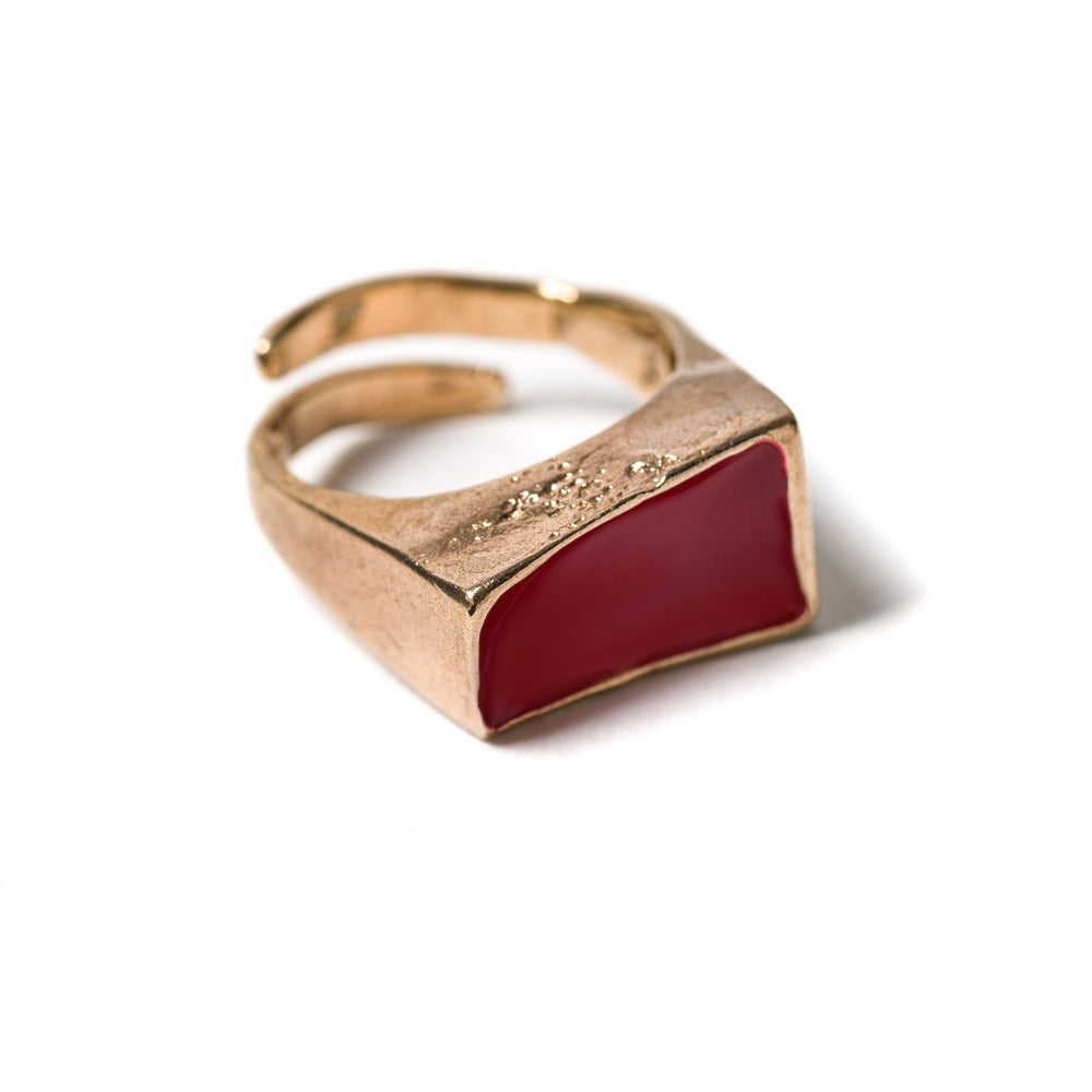 "ANELLO_CONTE_RUGGERO_VIII_BRONZO_SMALTATO_ROSSO"