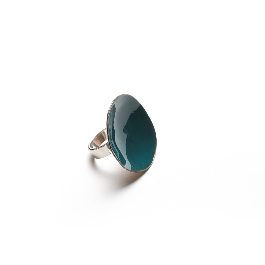 "ANELLO_ARGENTO-OTTONE_SMALTATO_PETROLIO"