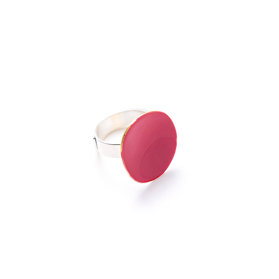 "ANELLO_CIOTOLA_MEDIO_ARGENTO-OTTONE_SMALTATO_ROSSO"