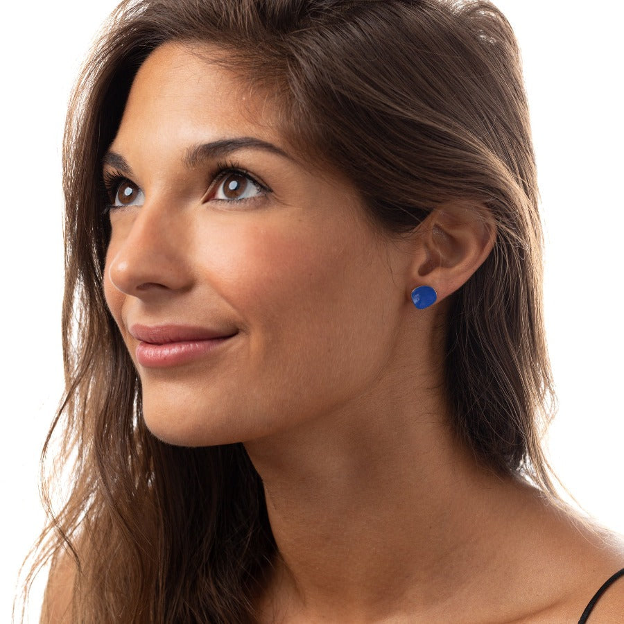 "ORECCHINO_QUADRO_LOBO_RAME_SMALTATO_AZZURRO_PESCE_INDOSSATO"