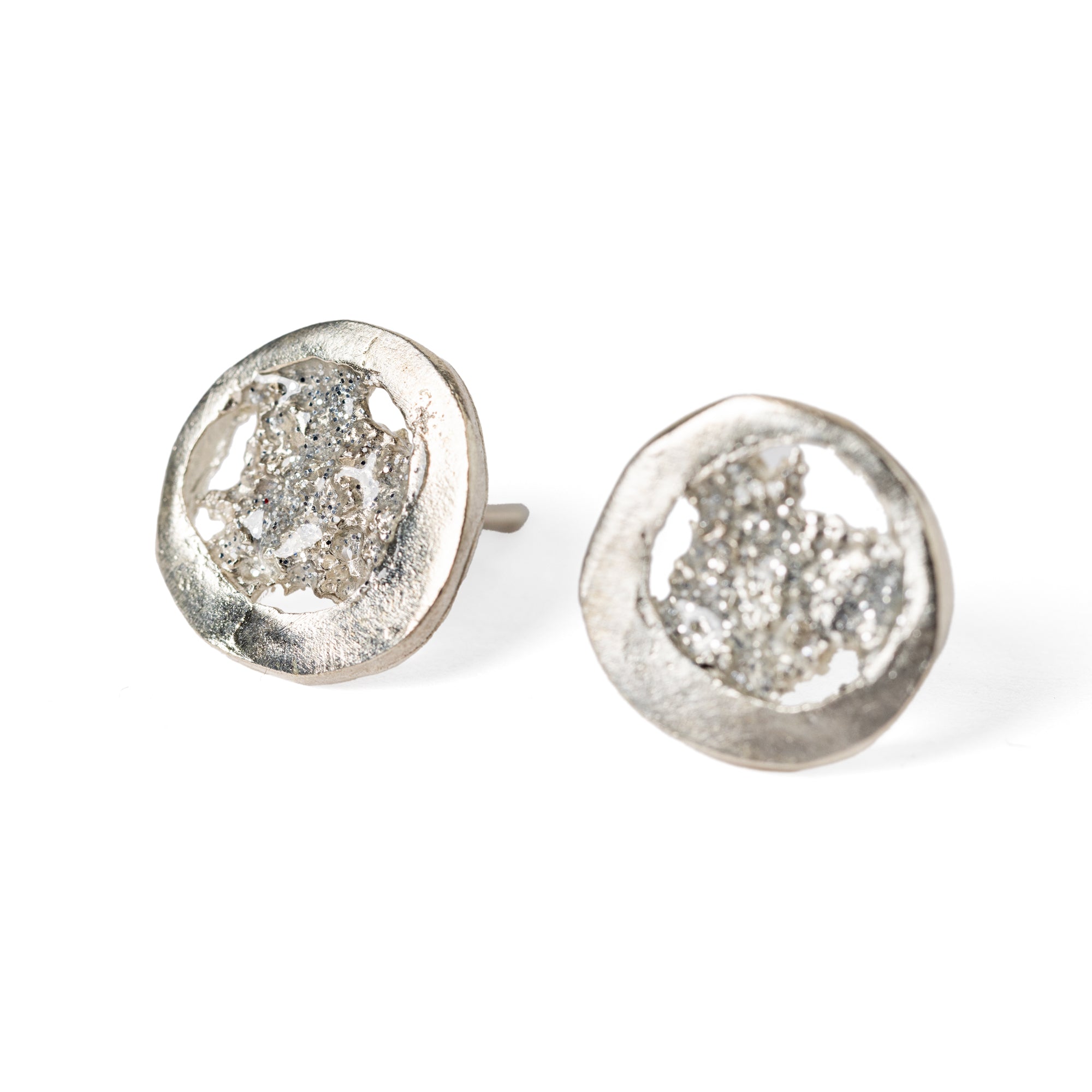 Orecchini A Perno In Argento Sterling 925 Con Glitter, 10x5 Mm, In Confezione Regalo Katy Craig - 2