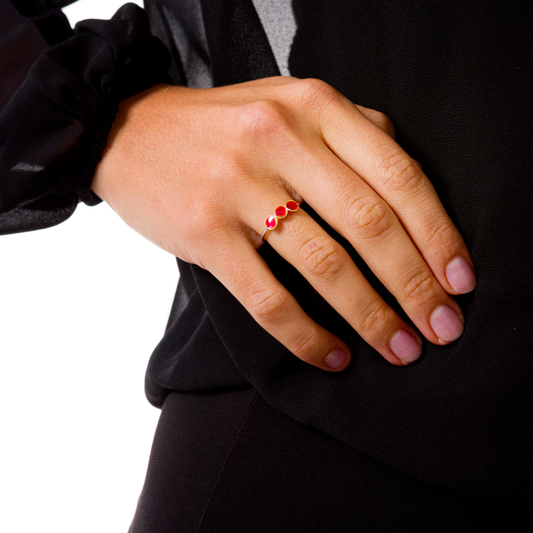 "Come Tu Mi Vuoi" Micro-Rod Ring | Copper with Clear Enamel