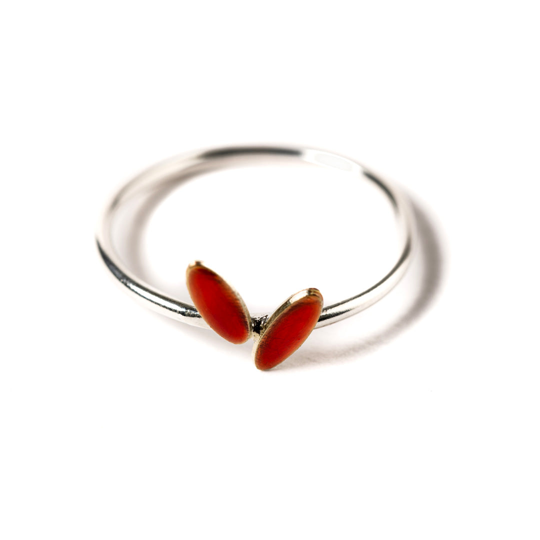 "Come Tu Mi Vuoi" Micro Leaf Ring | Copper with Transparent Enamel