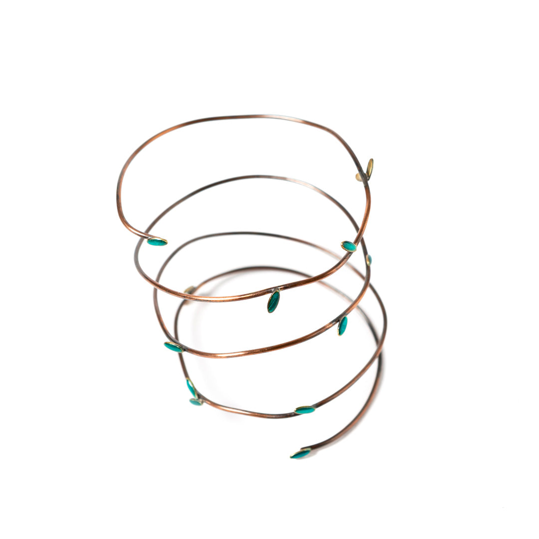 Bracelet Micro Feuille "Come Tu Mi Vuoi" | Cuivre avec émail transparent