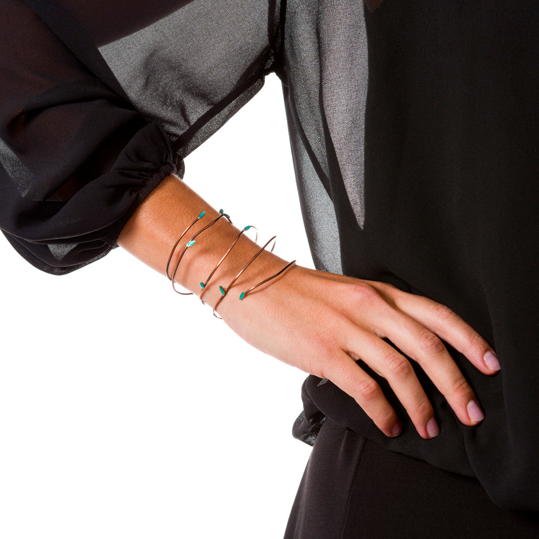 Bracciale Come Tu Mi Vuoi Micro Foglioline | Rame Smalto Trasparente
