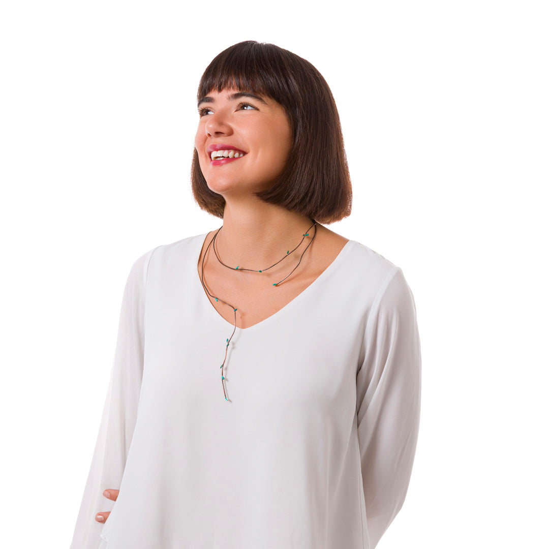 Come Tu Mi Vuoi Micro Leaf Necklace | Copper with Clear Enamel