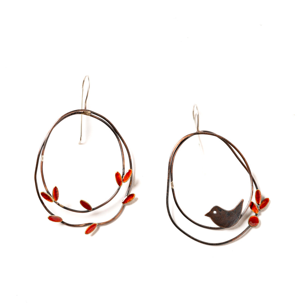 Boucles d'oreilles micro-feuilles « Come Tu Mi Vuoi » | Cuivre et émail transparent