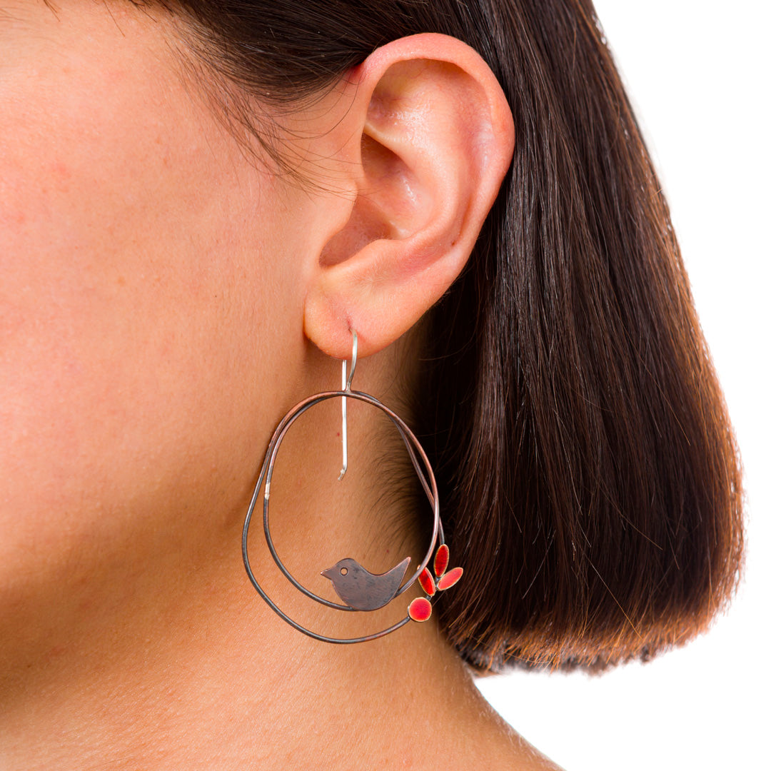 Boucles d'oreilles micro-feuilles « Come Tu Mi Vuoi » | Cuivre et émail transparent