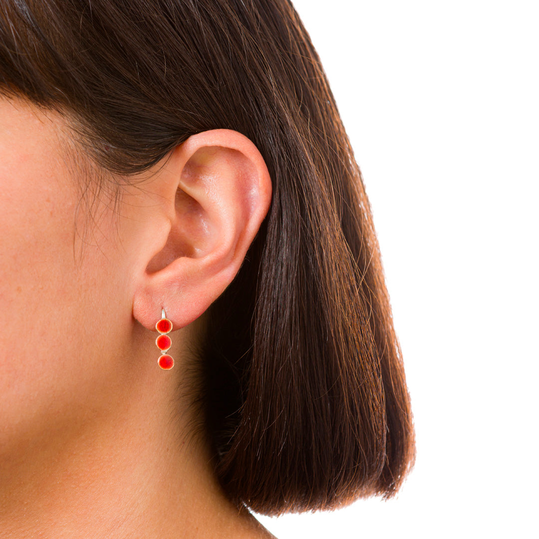 Boucles d'oreilles micro-feuilles « Come Tu Mi Vuoi » | Cuivre et émail transparent