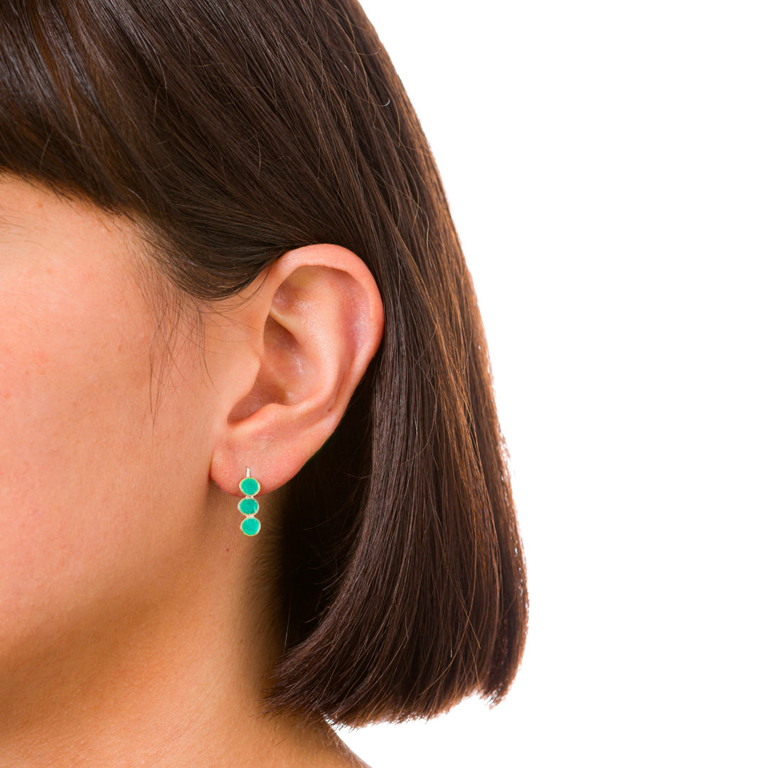 Boucles d'oreilles micro-feuilles « Come Tu Mi Vuoi » | Cuivre et émail transparent