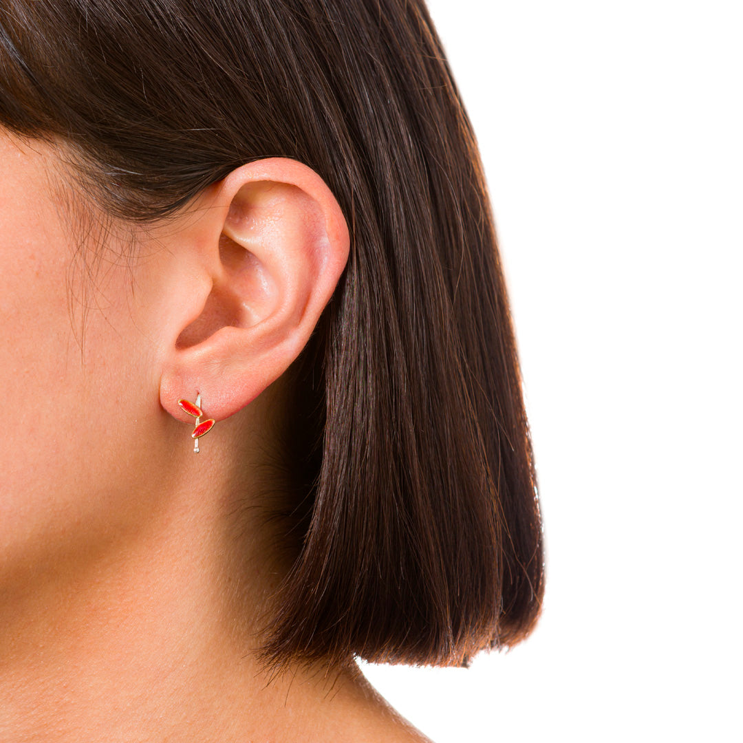 Boucles d'oreilles micro-feuilles « Come Tu Mi Vuoi » | Cuivre et émail transparent