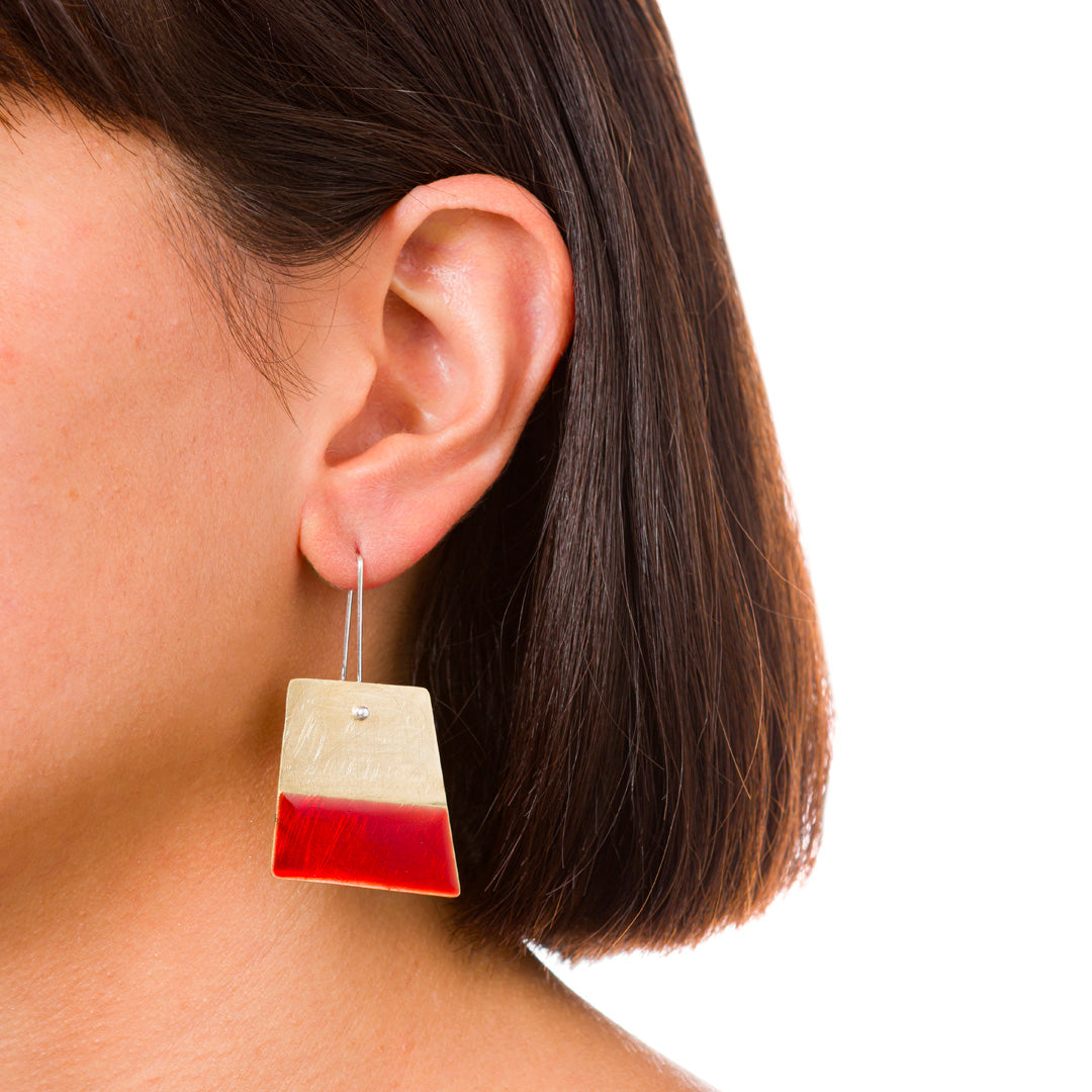 Boucles d'oreilles géométriques | Laiton émaillé