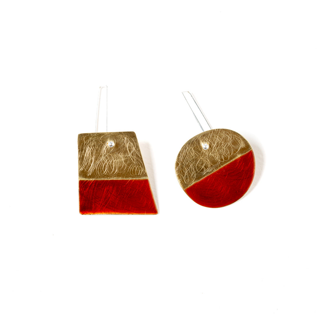 Boucles d'oreilles géométriques | Laiton émaillé