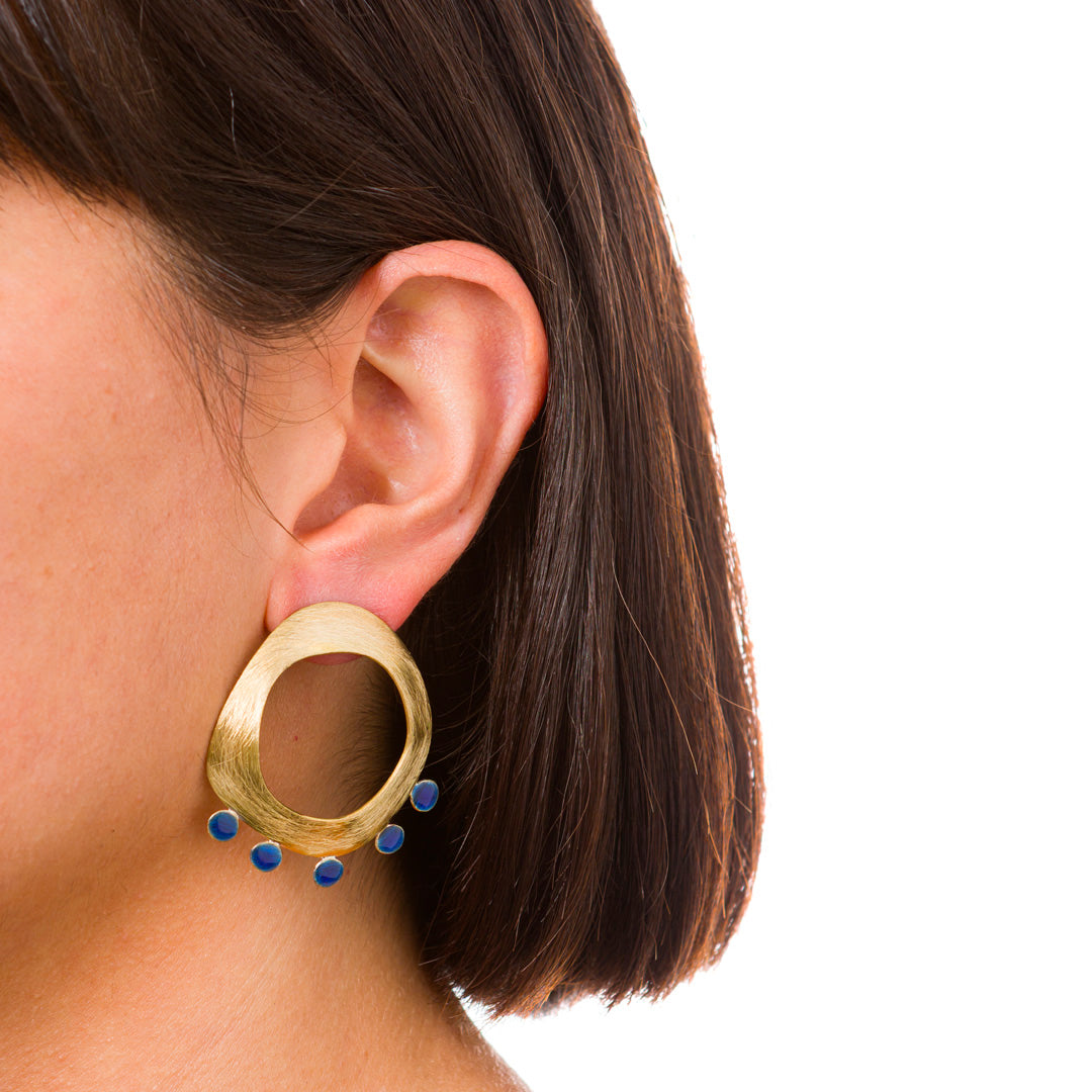 Boucles d'oreilles indiennes | Laiton et émail transparent