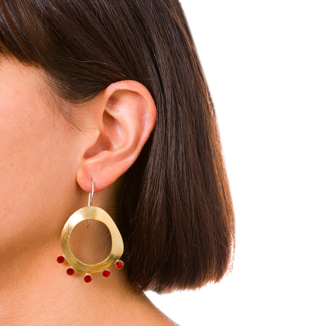 Boucles d'oreilles indiennes | Laiton et émail transparent