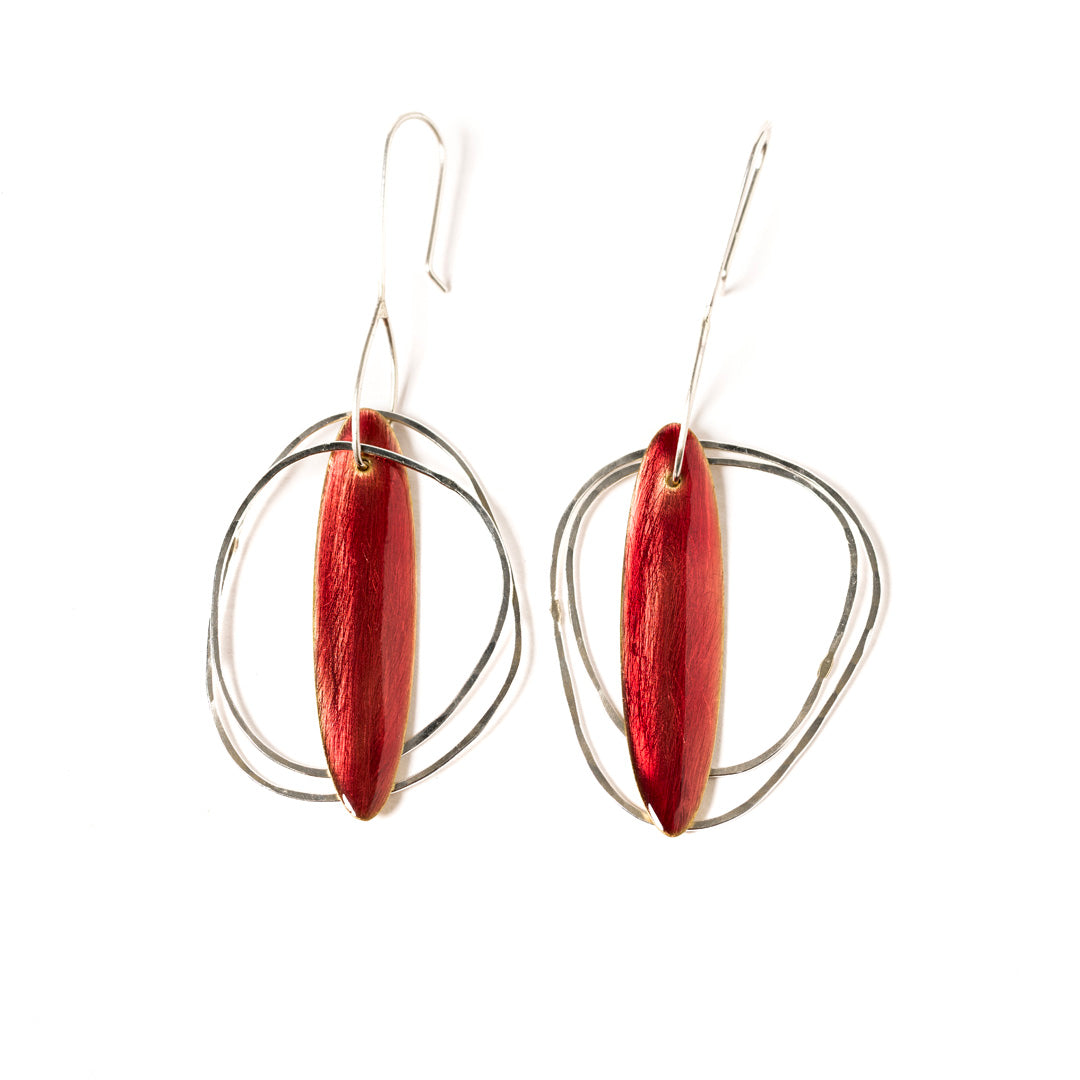 Boucles d'oreilles Moka | Argent et laiton avec émail transparent