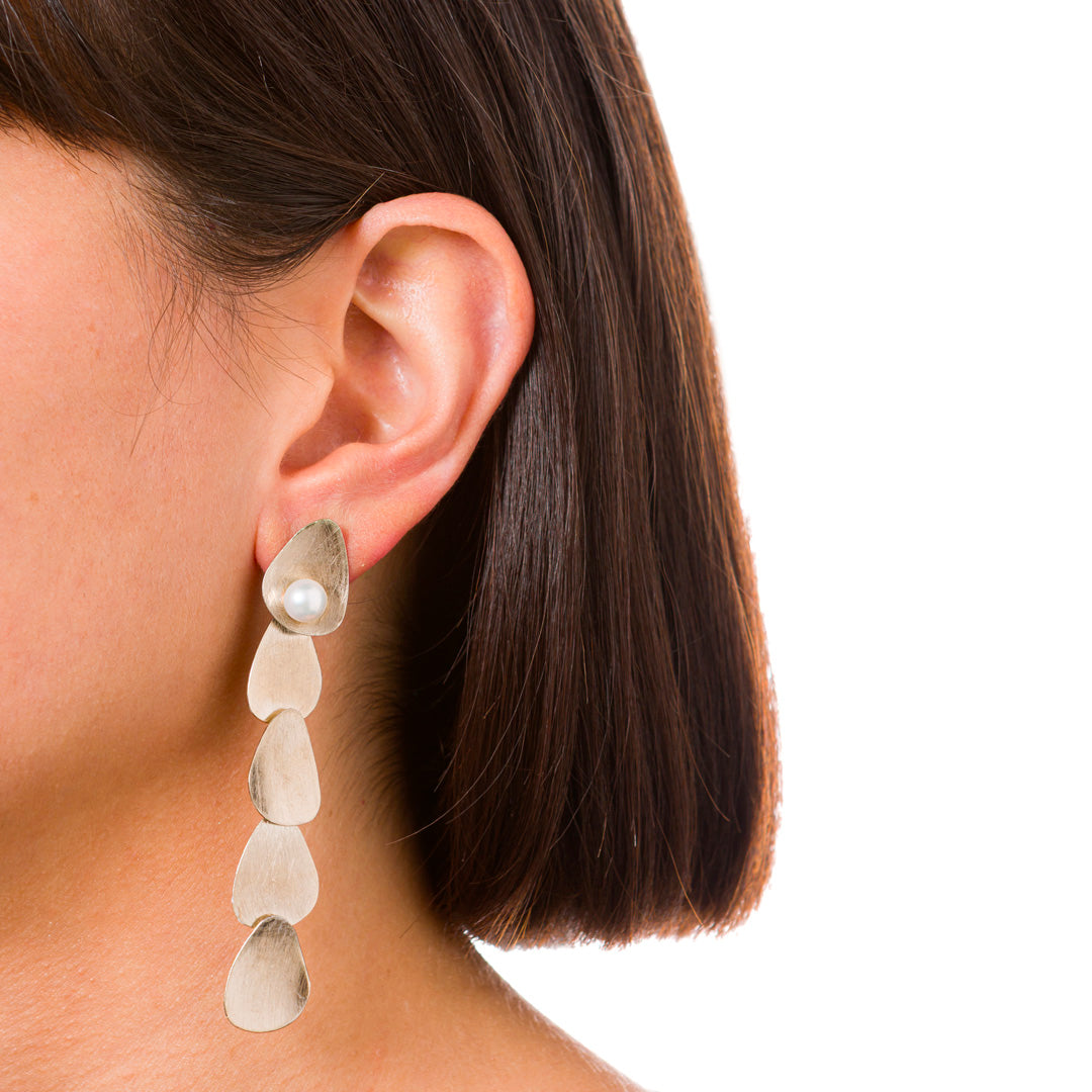Boucles d'oreilles Haïti | Laiton plaqué or et perle