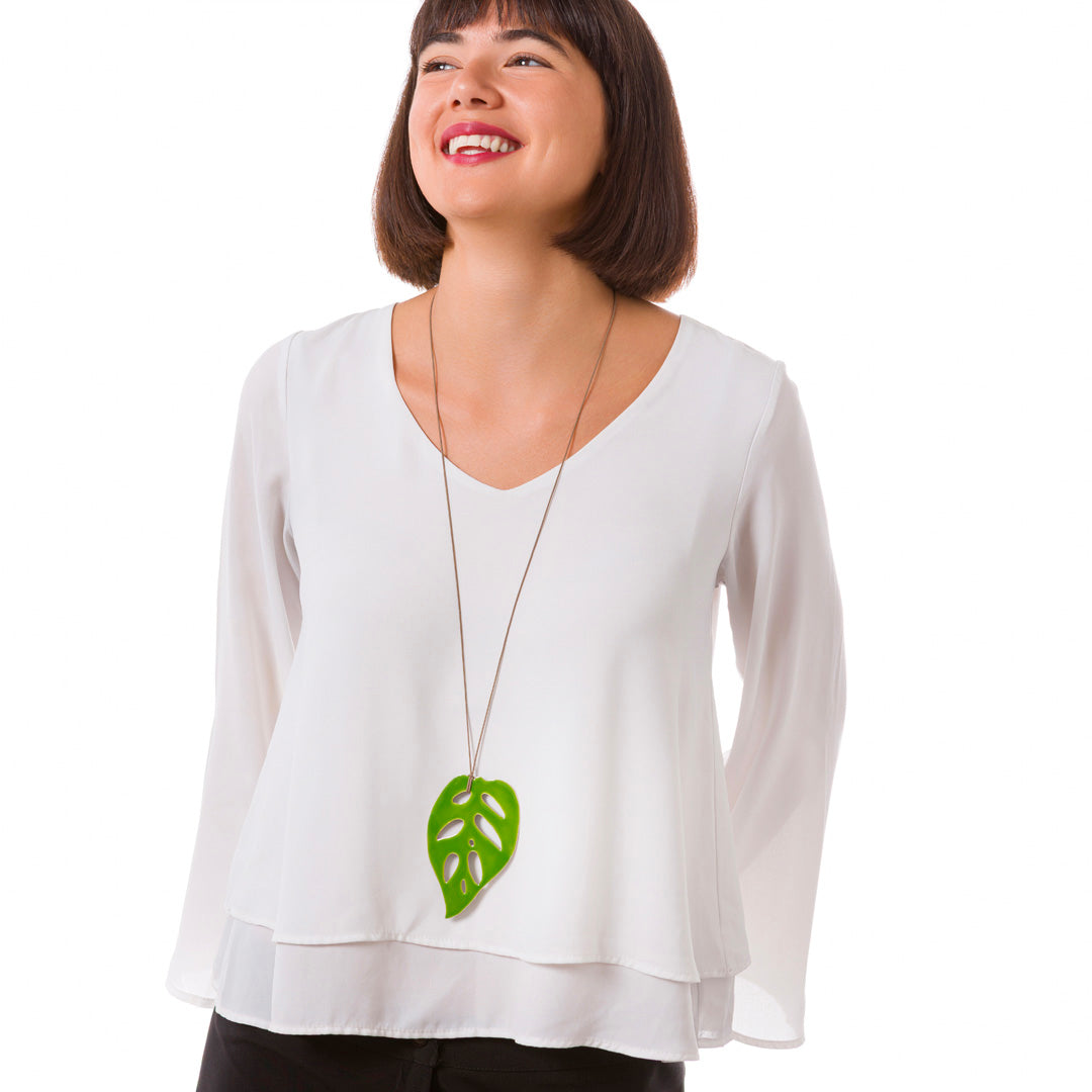Leaf Pendant | Enamelled Brass