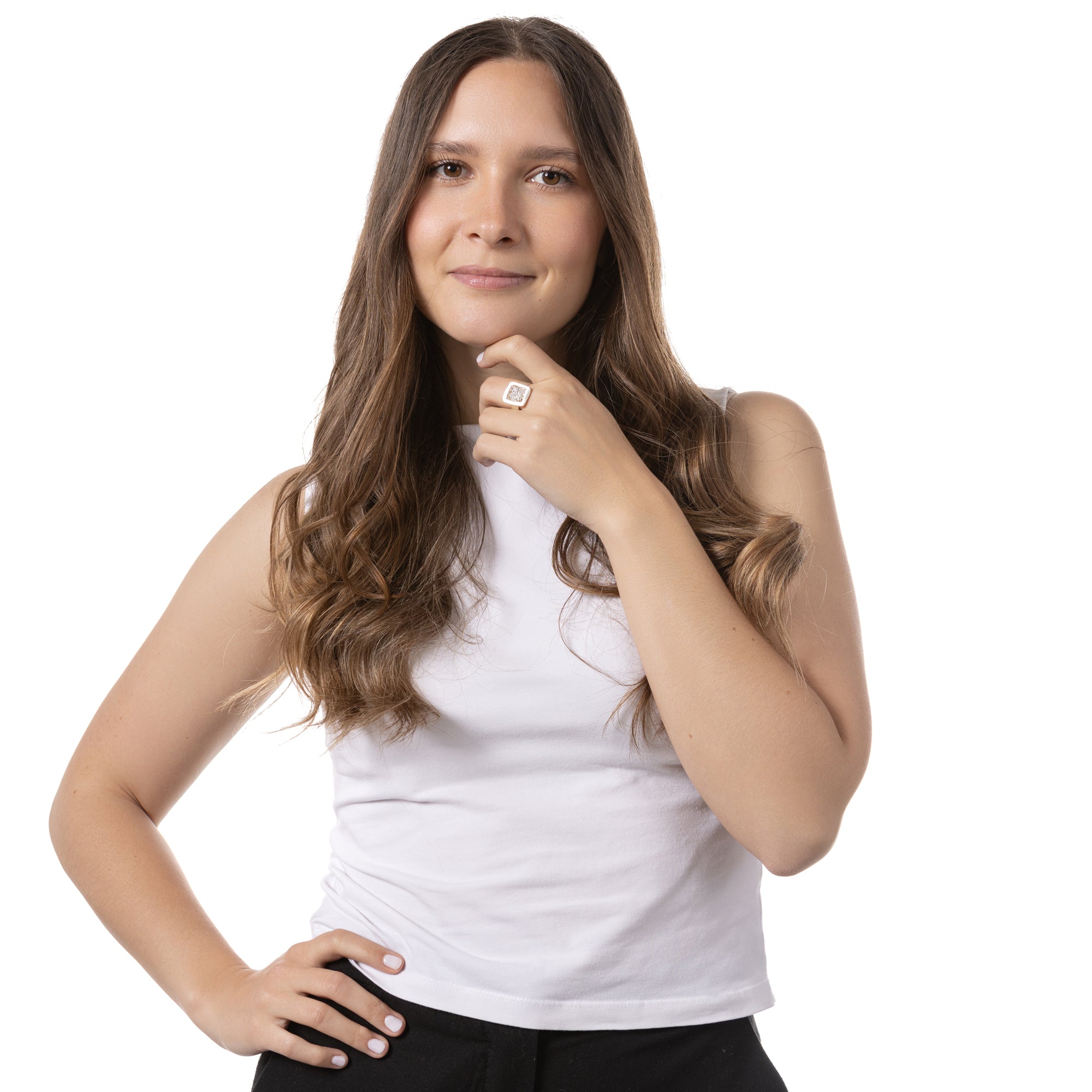 Ischia Round Ring | Silver Glitter Enamel