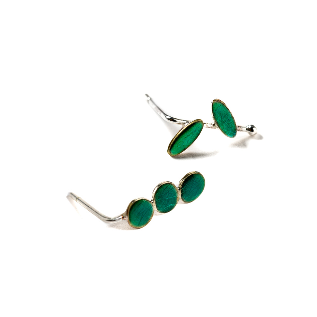 Boucles d'oreilles micro-feuilles « Come Tu Mi Vuoi » | Cuivre et émail transparent