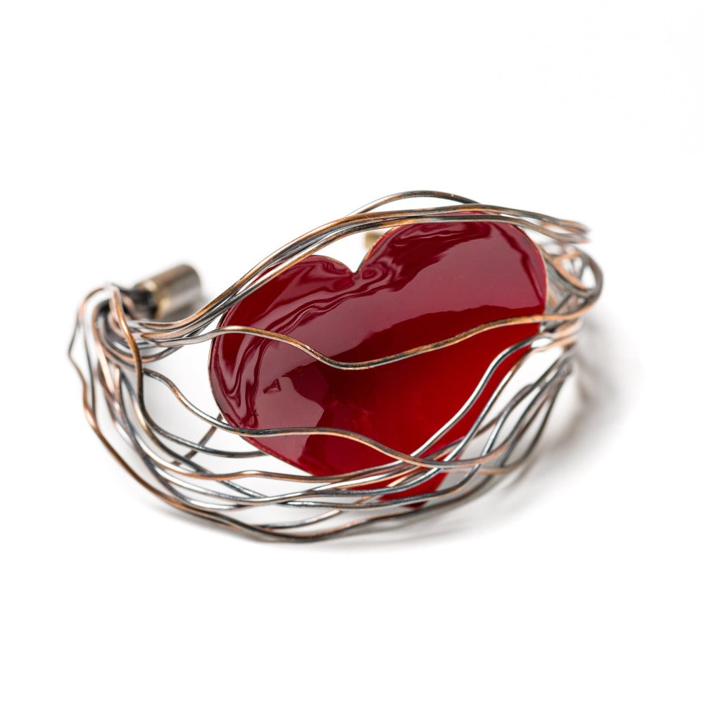 "CUORE_BRACCIALE_NIDO_RAME_SMALTATO"