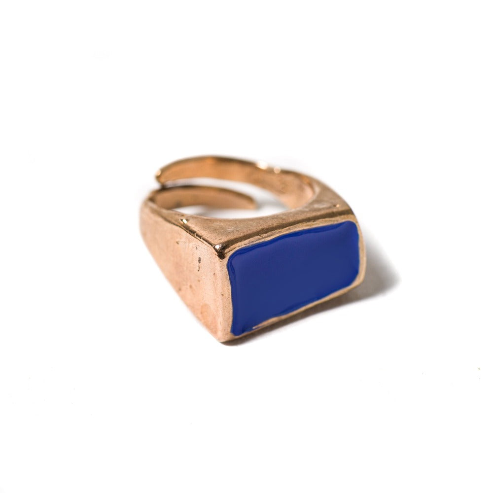 "ANELLO_CONTE_RUGGERO_VIII_BRONZO_SMALTATO_AZZURO_PESCE"