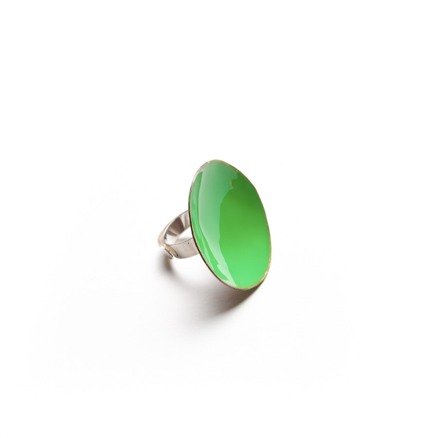"ANELLO_ARGENTO-BRONZO_SMALTATO_VERDE_FLU"