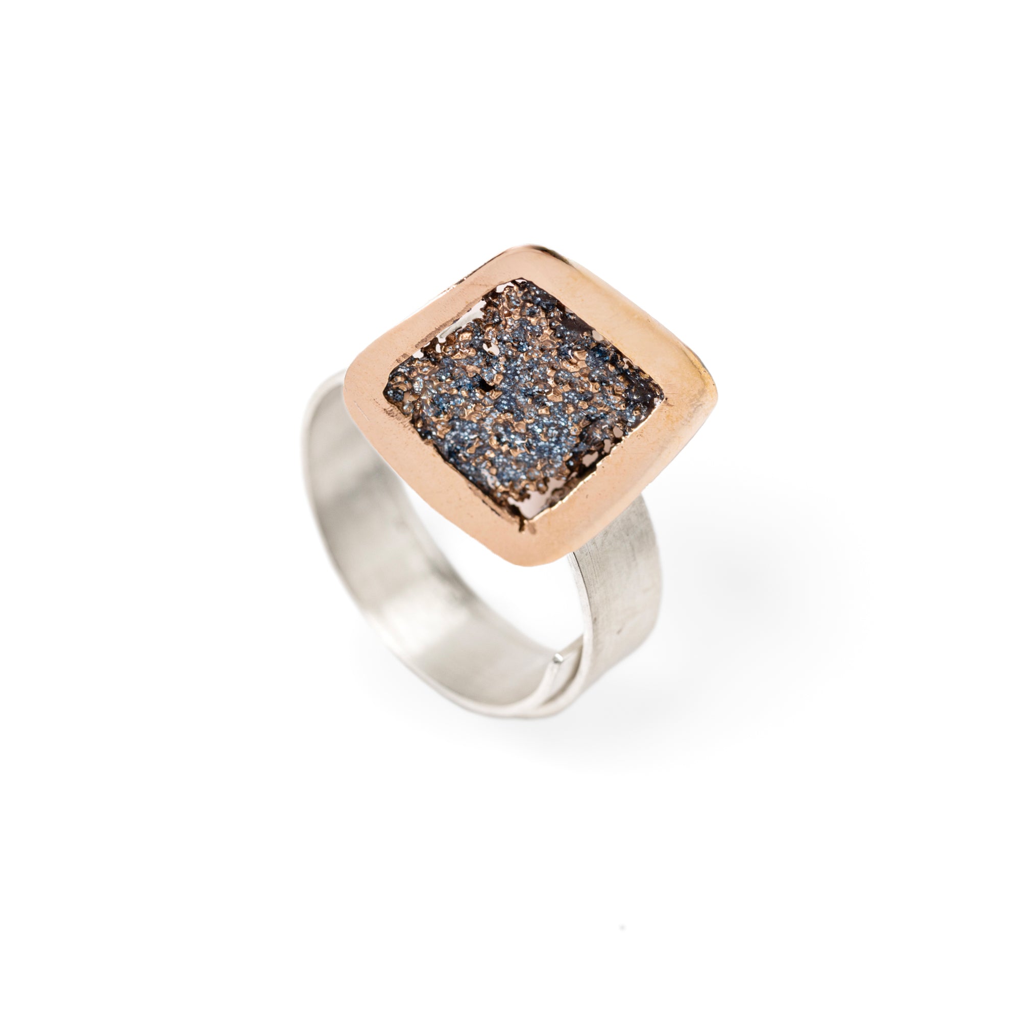 Ischia Square Ring | Bronze with Glitter Enamel