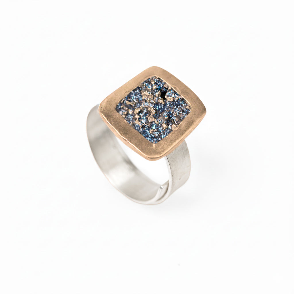 Ischia Square Ring Bronze with Glitter Enamel