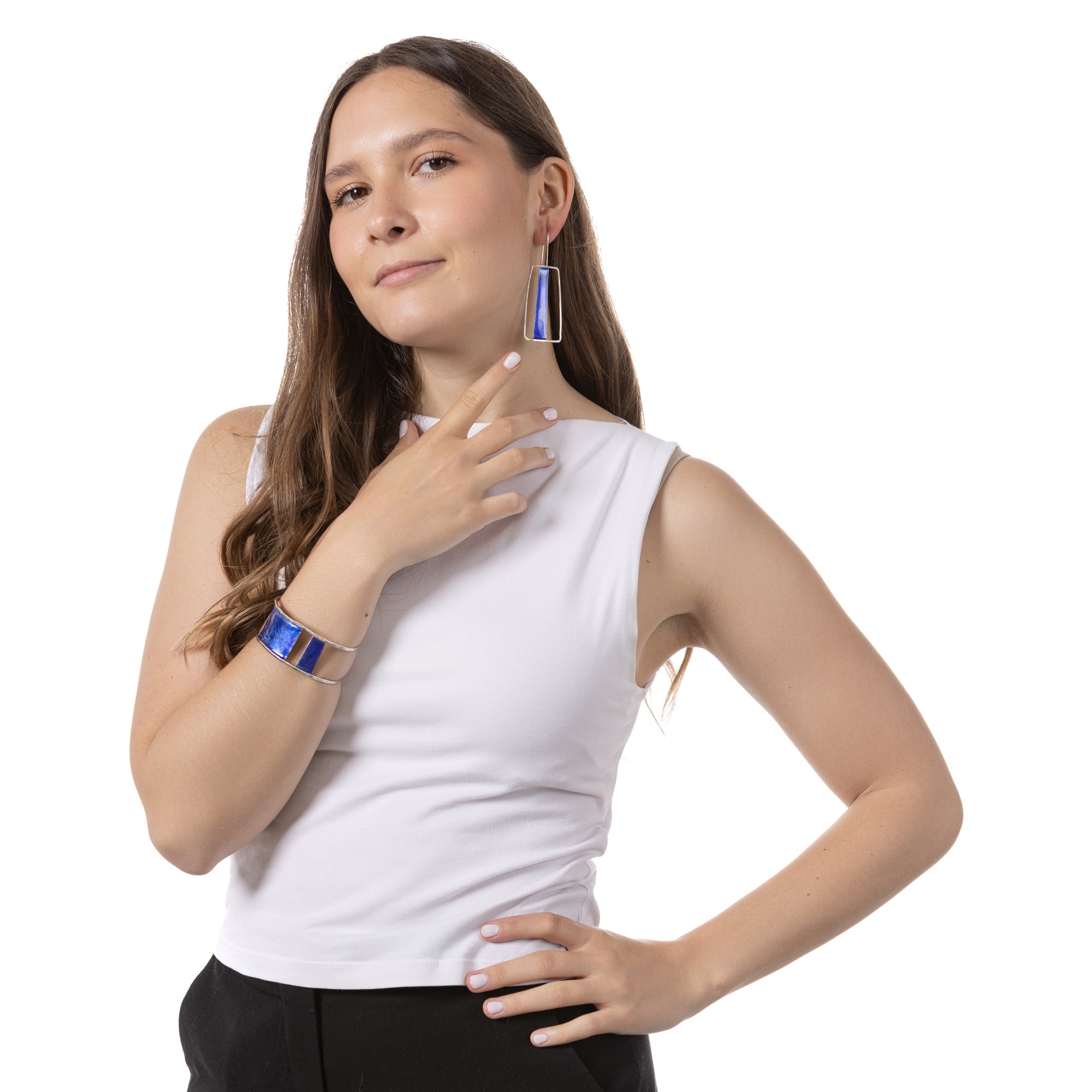 Bracciale Basso Linea+ | Argento Smalto Trasparente