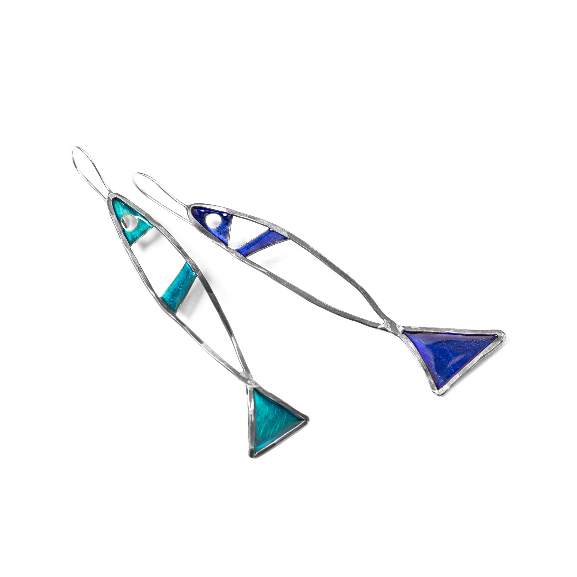 Orecchini Pesce Linea+ | Argento Smalto Trasparente