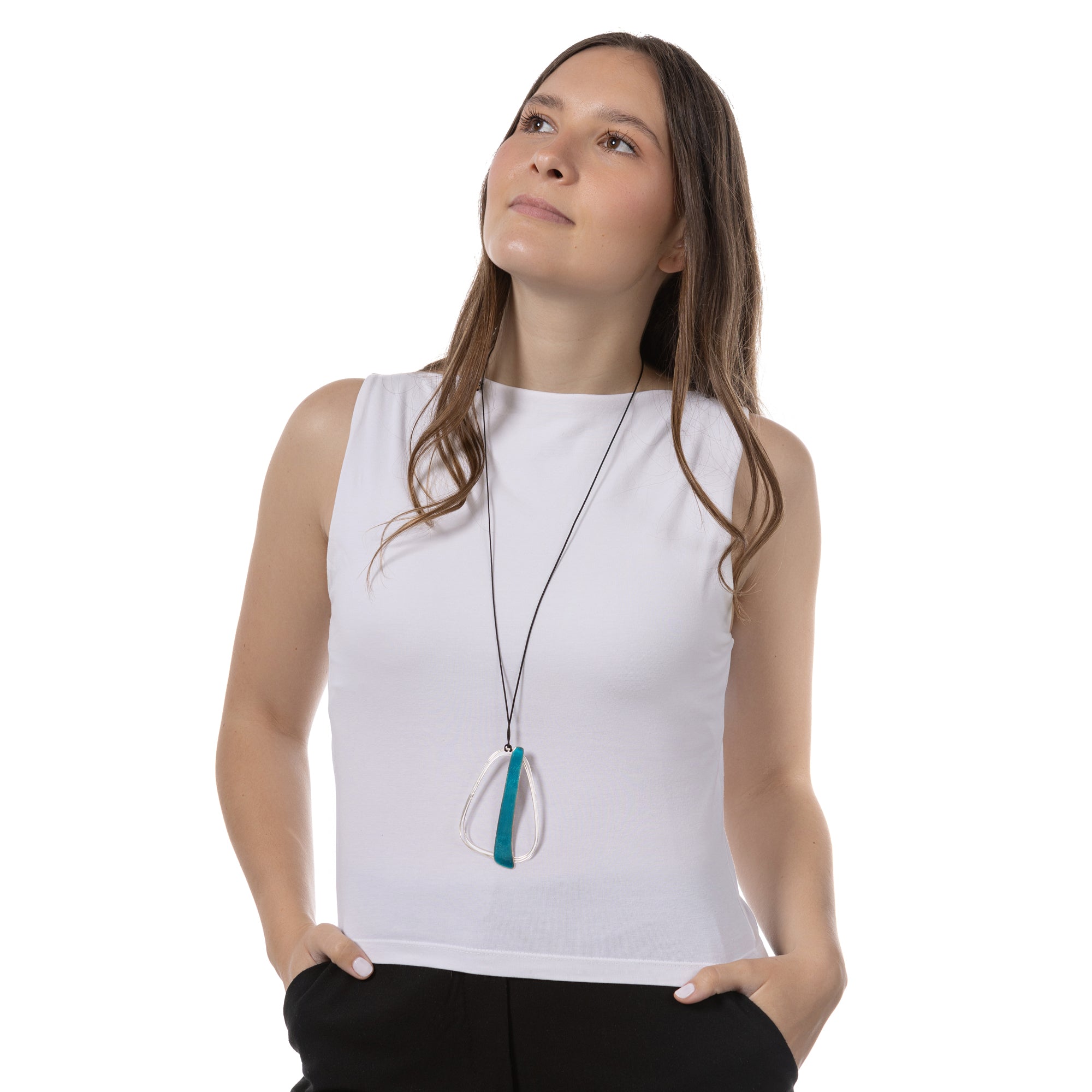 Pendente Linea+ | Argento Smalto Trasparente