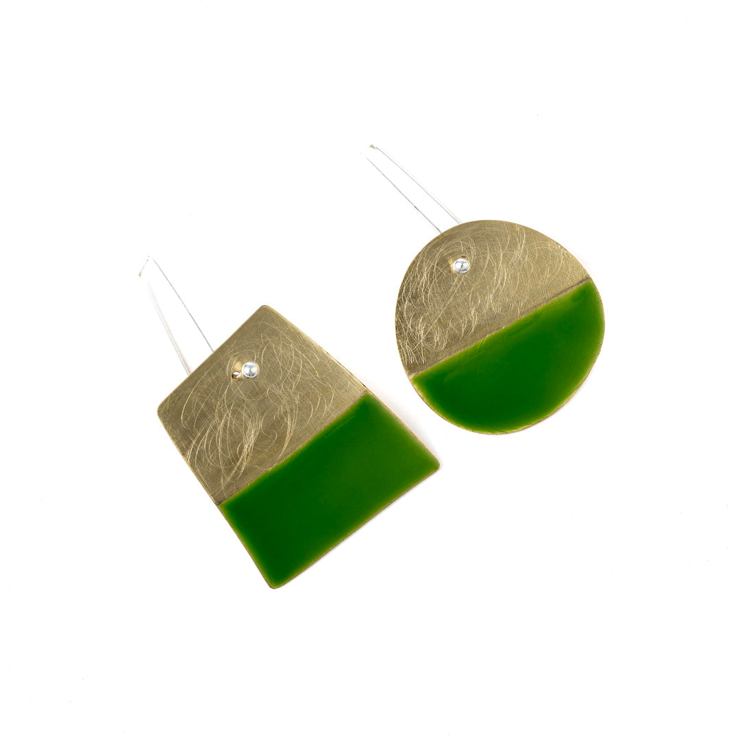 Boucles d'oreilles géométriques | Laiton émaillé