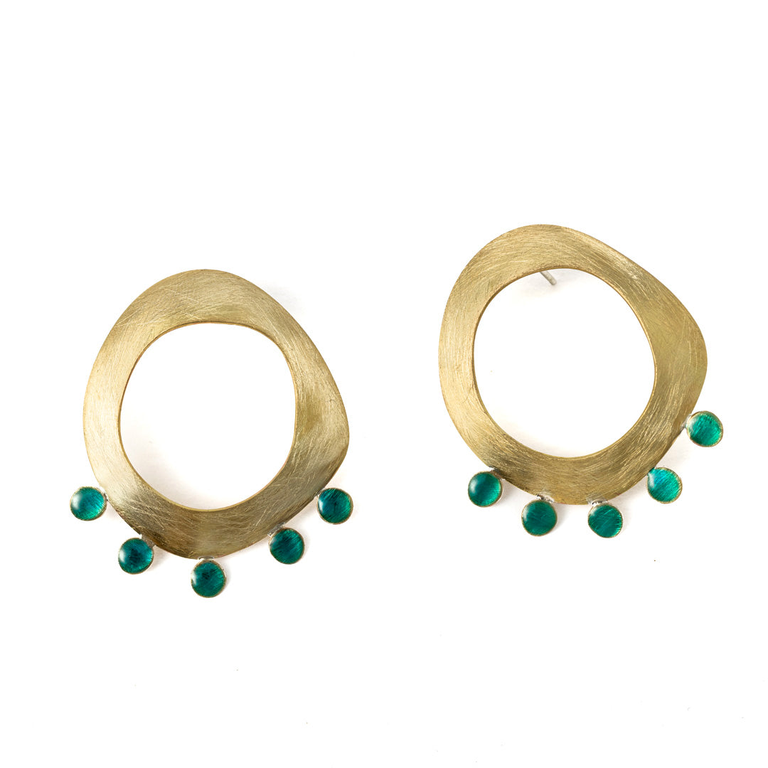 Boucles d'oreilles indiennes | Laiton et émail transparent