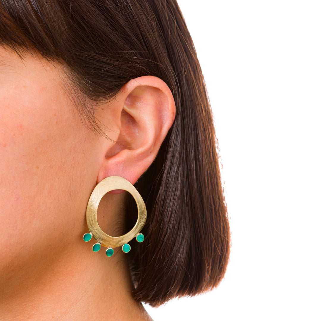 Boucles d'oreilles indiennes | Laiton et émail transparent