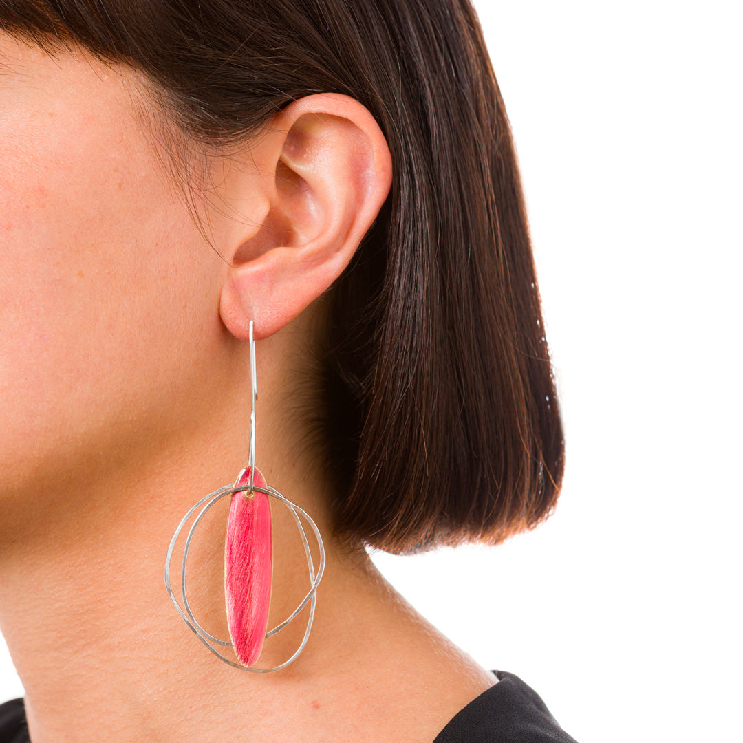 Boucles d'oreilles Moka | Argent et laiton avec émail transparent