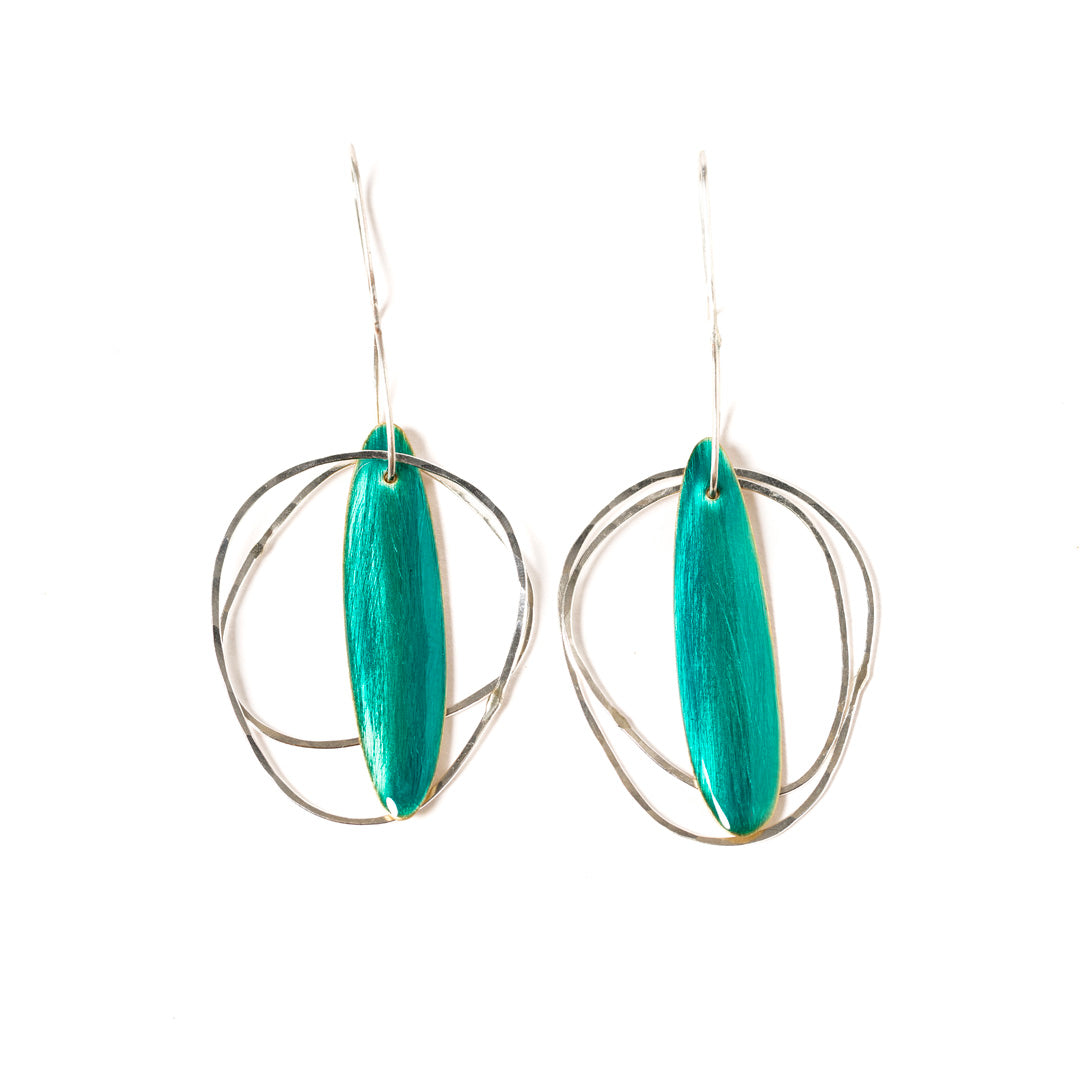 Boucles d'oreilles Moka | Argent et laiton avec émail transparent