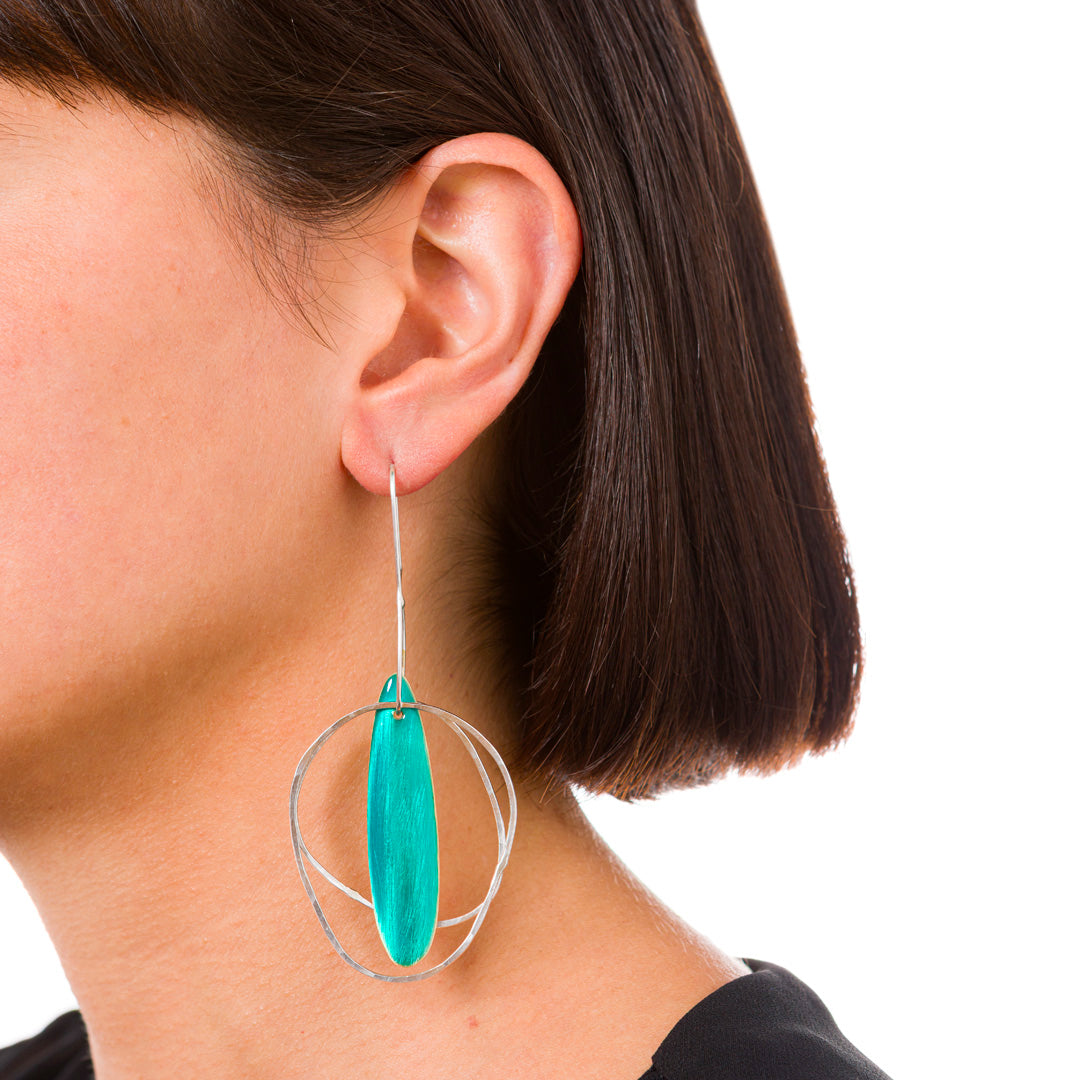 Boucles d'oreilles Moka | Argent et laiton avec émail transparent