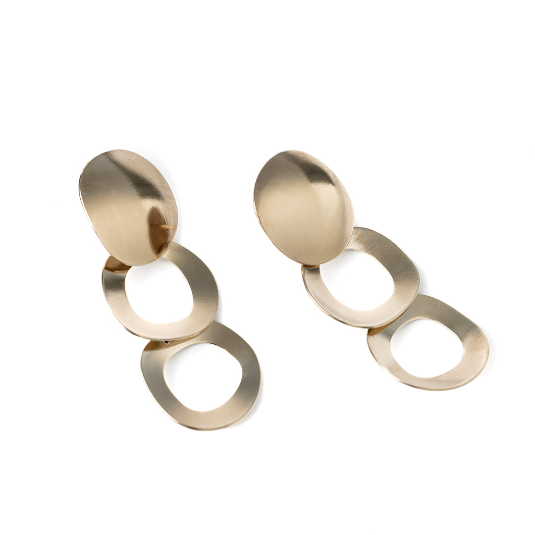 Orecchini  Bottone Due Ciambelle | Ottone Placcato Oro