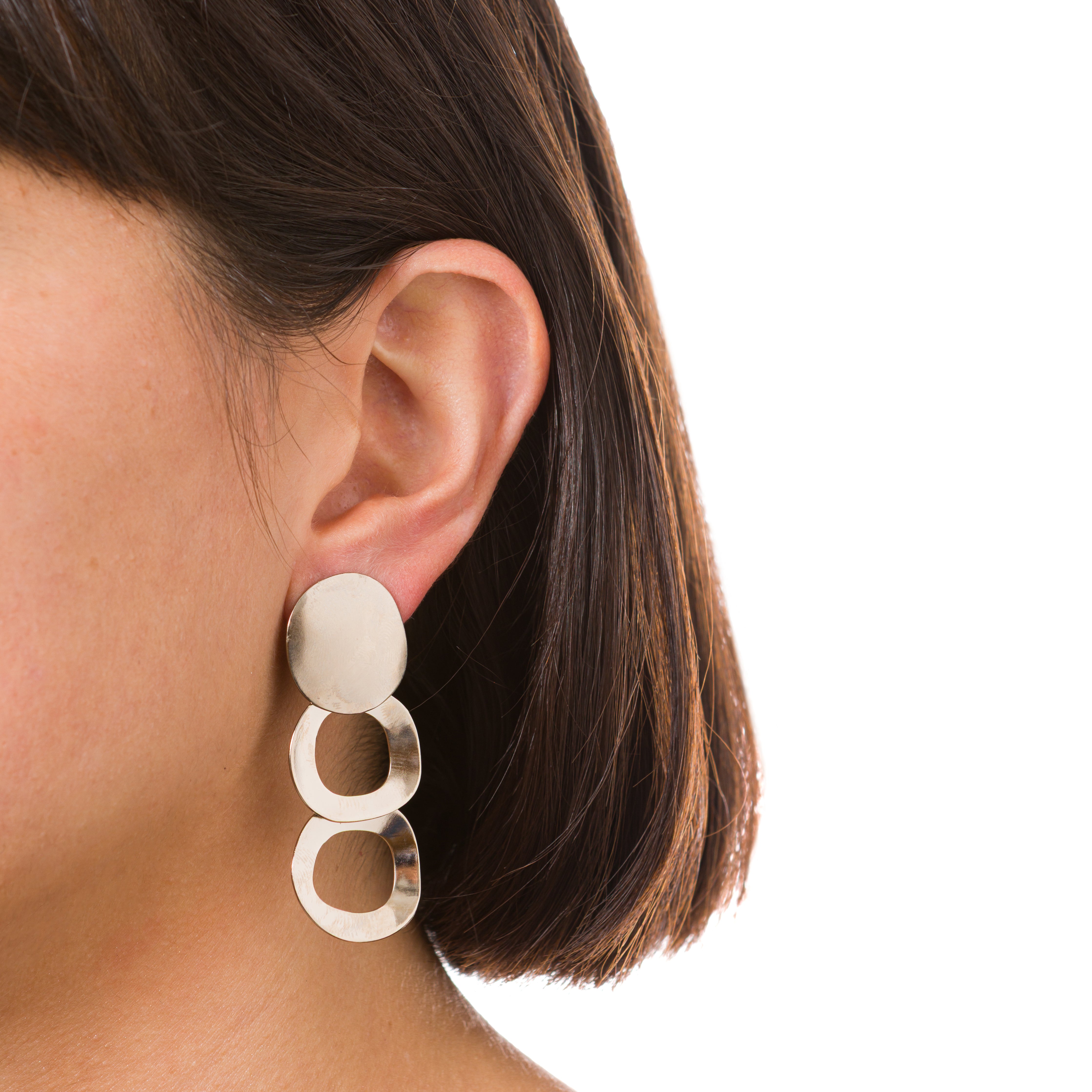 Orecchini  Bottone Due Ciambelle | Ottone Placcato Oro