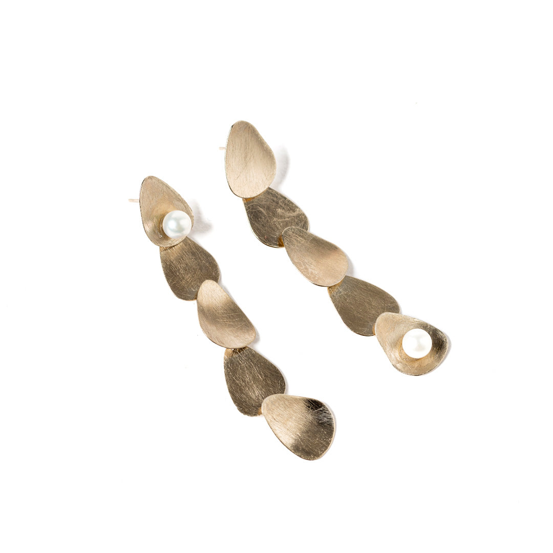 Boucles d'oreilles Haïti | Laiton plaqué or et perle
