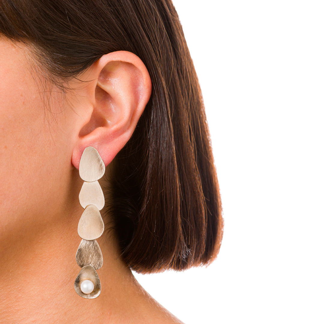 Boucles d'oreilles Haïti | Laiton plaqué or et perle