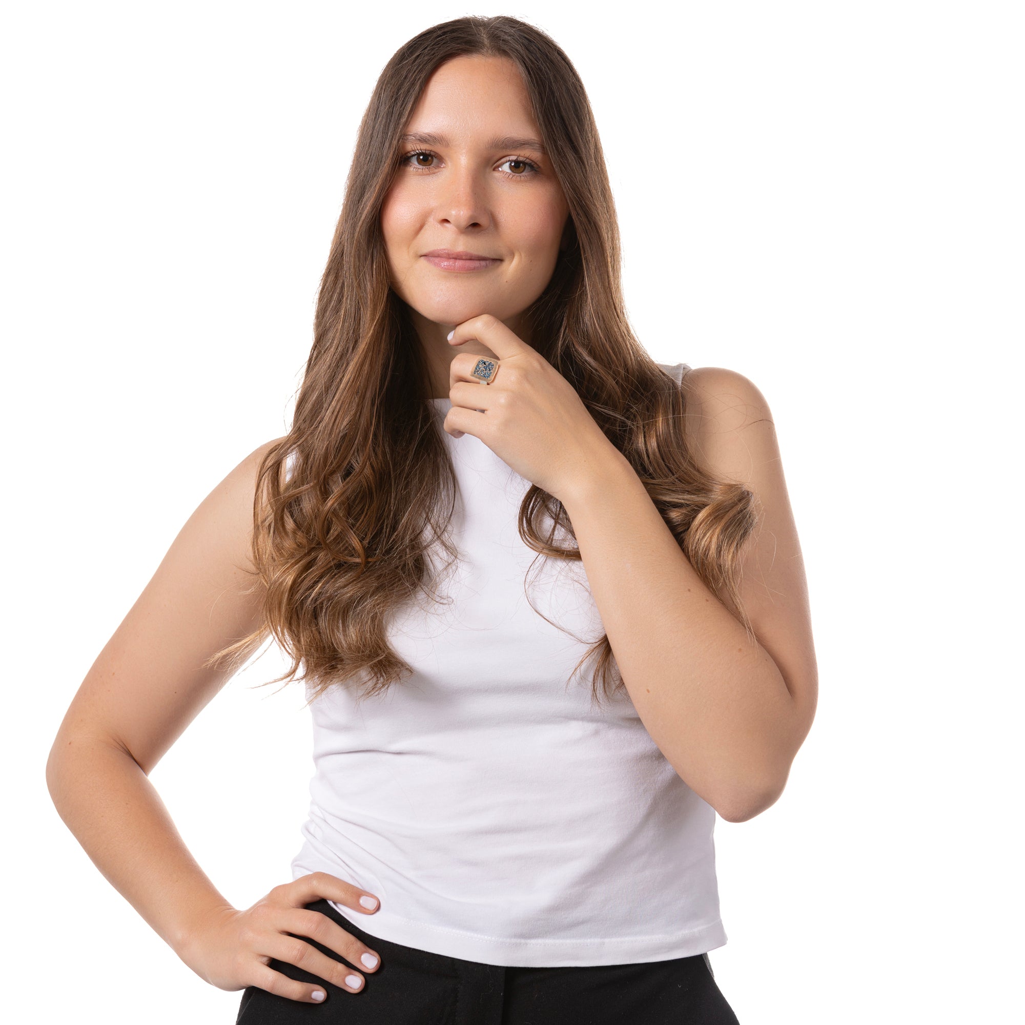 Ischia Square Ring | Bronze with Glitter Enamel