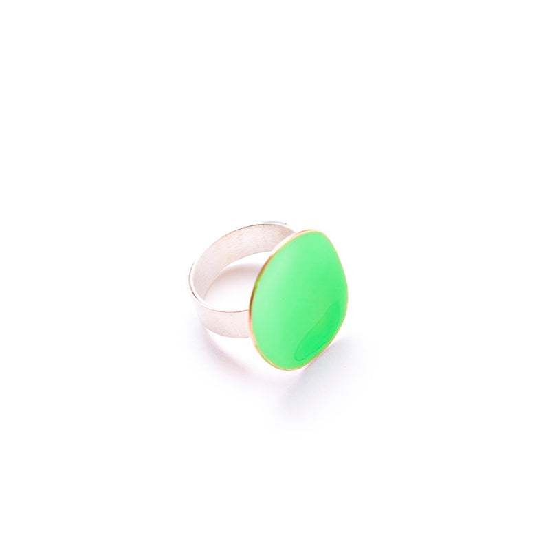 ANELLO_CIOTOLA_MEDIO_ARGENTO-OTTONE_SMALTATO_VERDE_FLUO