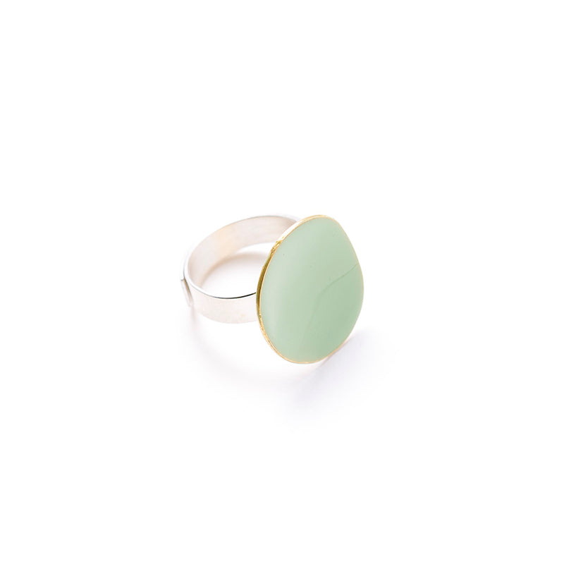 ANELLO_CIOTOLA_MEDIO_ARGENTO-OTTONE_SMALTATO_VERDE_SALVIA