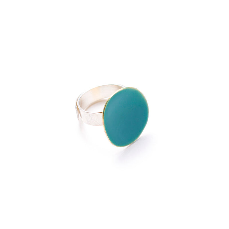 ANELLO_CIOTOLA_MEDIO_ARGENTO-OTTONE_SMALTATO_PETROLIO