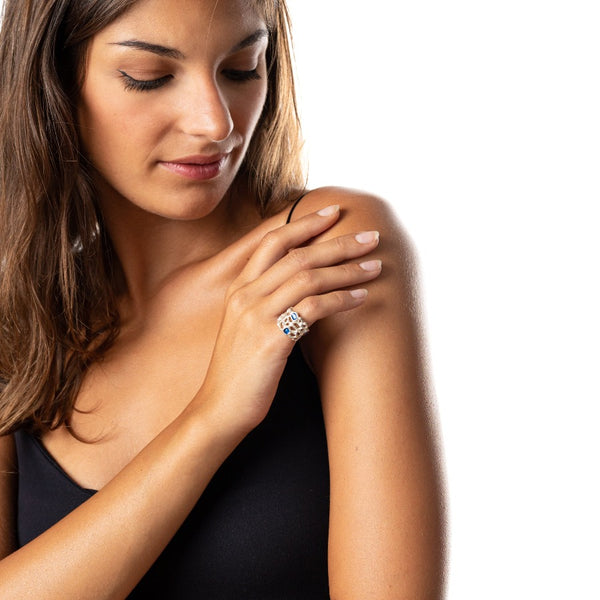ANELLO_ISABELLA_ARGENTO_SMALTATO_TURCHESE_INDOSSATO